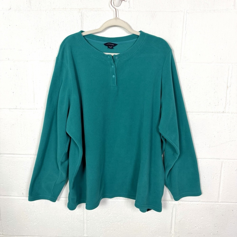 Lands End Womens Polartec Aircore 100 Fleece Pullover Snap Henley SZ 3X Cozy